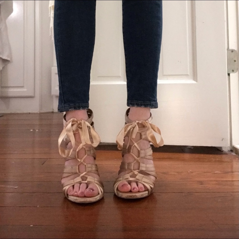 Zigi Soho Nude Strappy Sandal Heels, Size 8